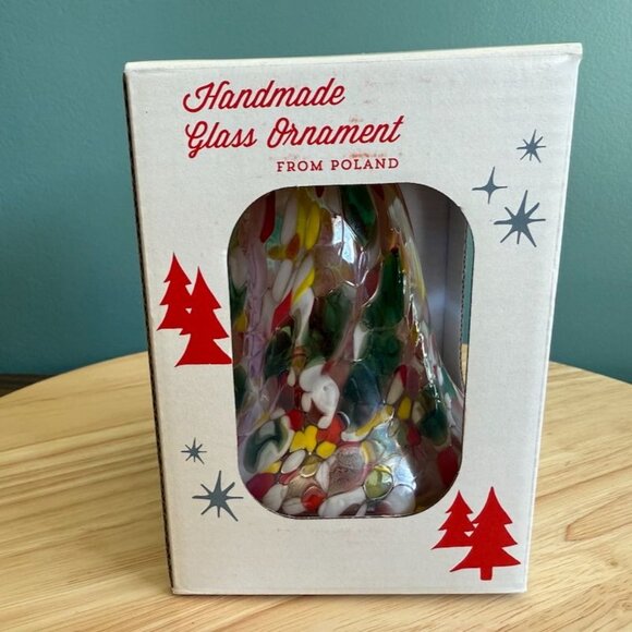 Handmade Zorza Polish Handblown Glass Bell Ornament Colorful Confetti Design NIB - Picture 11 of 13